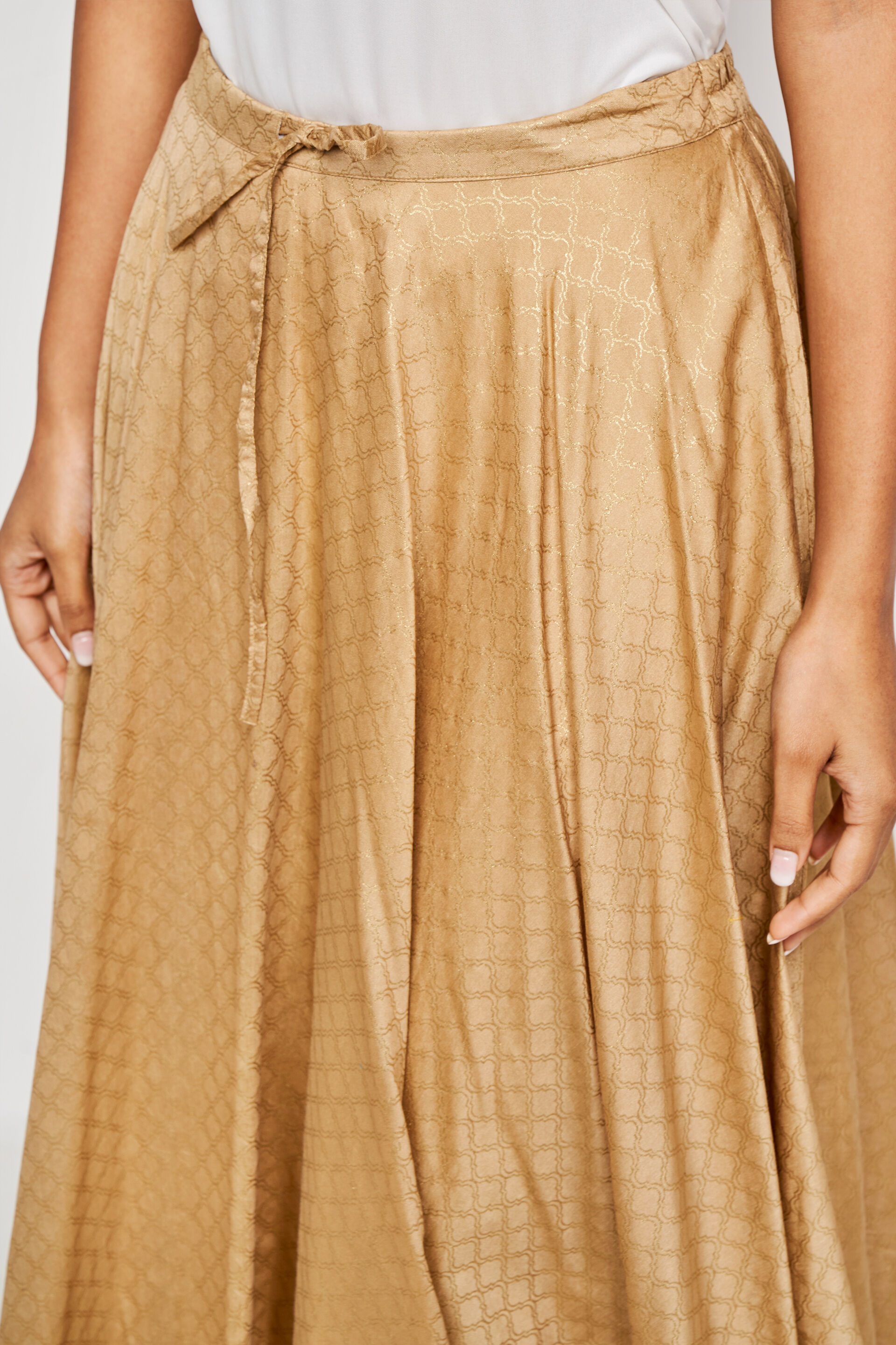 Gold foil sale pleated midi skirt